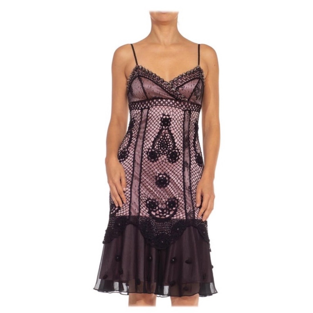 Sue Wong Black and Pink Lace prom Dress